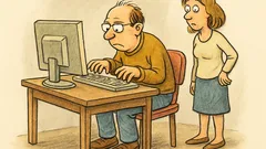 Witz: Ein Mann sitzt stundenlang vorm Computer