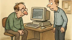 Witz: Ein Informatiker sitzt vor seinem alten Computer