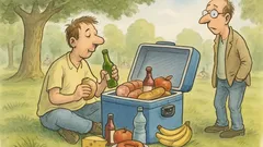 Witz: Ein Mann kommt mit Riesenkühltasche