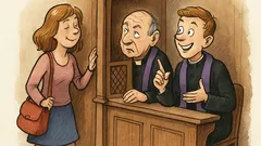 Witz: Ein junger Pfarrer beichtet zum ersten Mal