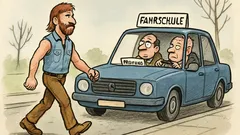 Witz: Chuck Norris macht den Führerschein im Gehen