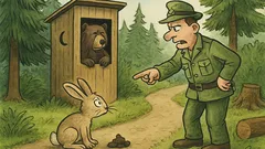 Witz: Wegen eines dringenden Bedürfnisses beschließt der Förster