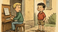 Witz: Fritz zu Hans – jetzt muss ich Klavier