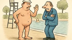 Witz: Der Bademeister im FKK-Bad stoppt ihn