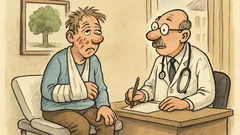 Witz: Patient fällt vom Baum …