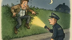Witz: Ein Mann klettert nachts in die Hecke