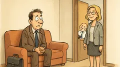 Witz: Ein Mann sitzt am ersten Arbeitstag