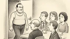 Witz: Ein Mann im Feinripp-Unterhemd betritt den Raum