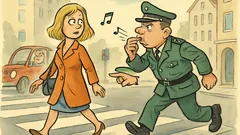 Witz: Polizist pfeift, sie lächelt nur