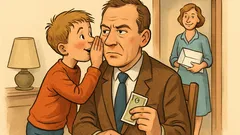 Witz: Fritzchen flüstert: „Zehn Euro, Papa…“