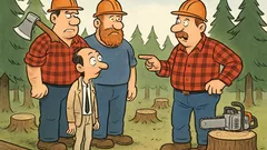 Witz: Kommt ein kleiner, dünner Mann zu Holzfällern