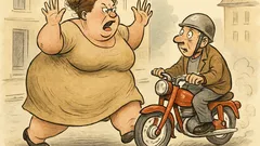 Witz: Ein Mopedfahrer rammt eine dicke Frau