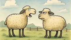 Witz: Zwei Schafe stehen auf der Weide