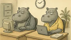 Witz: Zwei Nilpferde arbeiten im Büro…