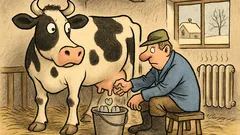 Witz: Kommt die Milch in Würfeln raus