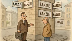 Witz: Ein Anwalt lässt an jeder Hausecke