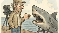 Witz: Spielberg am „Weiße Hai“-Set staunt