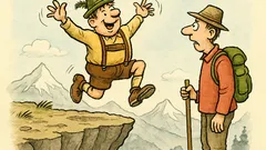 Witz: Hüpft ein Mann am Abgrund herum