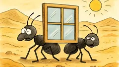 Witz: Zwei Ameisen mit Fenster in der Wüste