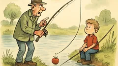 Witz: Mit einem Apfel an der Angel