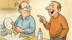 Witz: Jörg muss öfter Geschirr abwaschen…