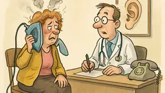 Witz: Frau mit verbrannten Ohren beim Arzt
